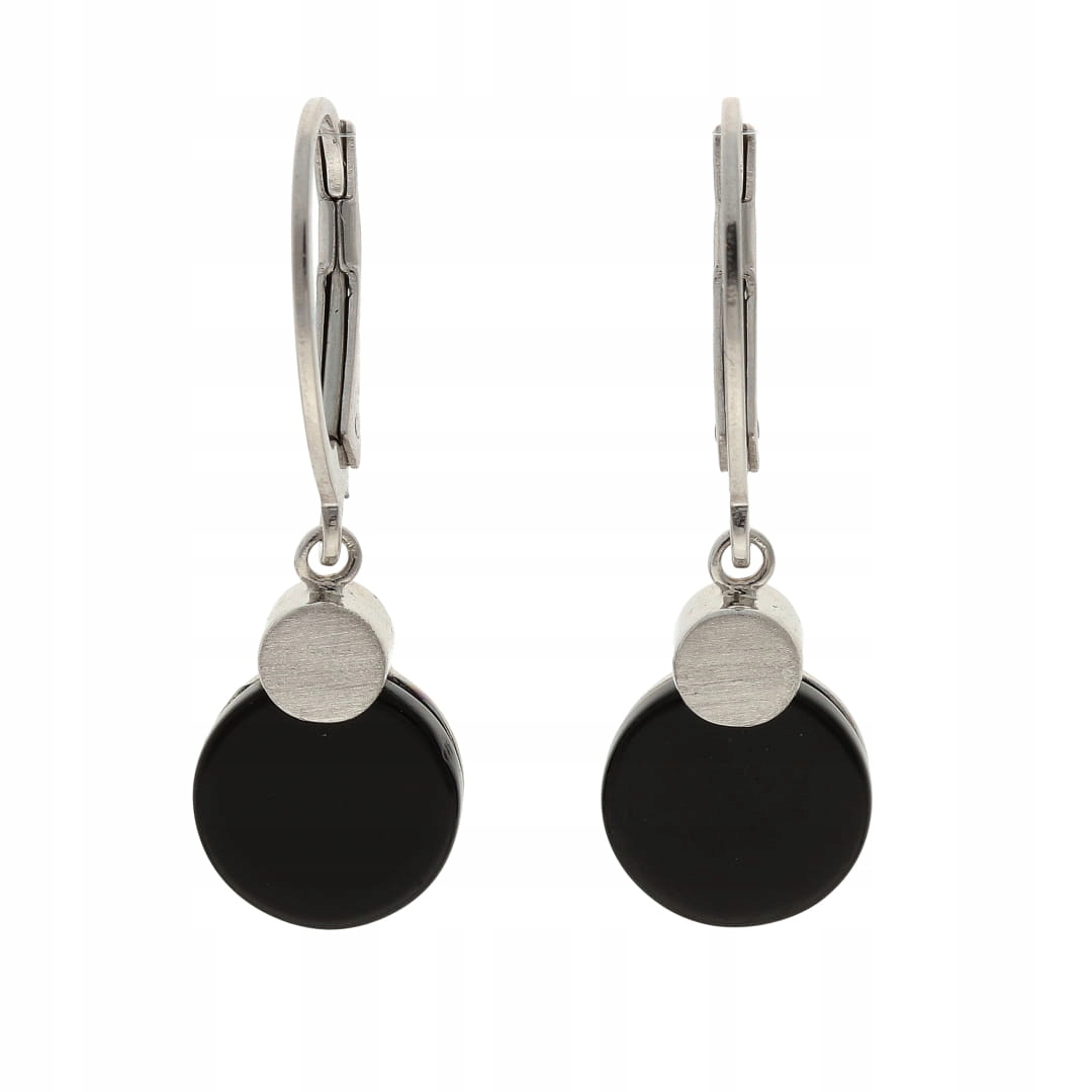 Náušnice s onyxem, kulaté stříbro