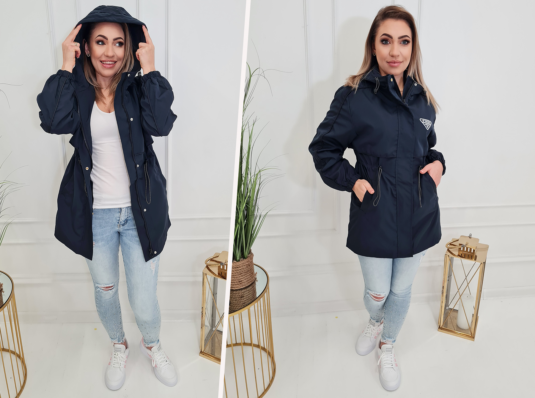 STYLOWA I WYGODNA PRZEJŚCIOWA PARKA KURTKA Z KAPTUREM KURTKI S Kaptur z kapturem