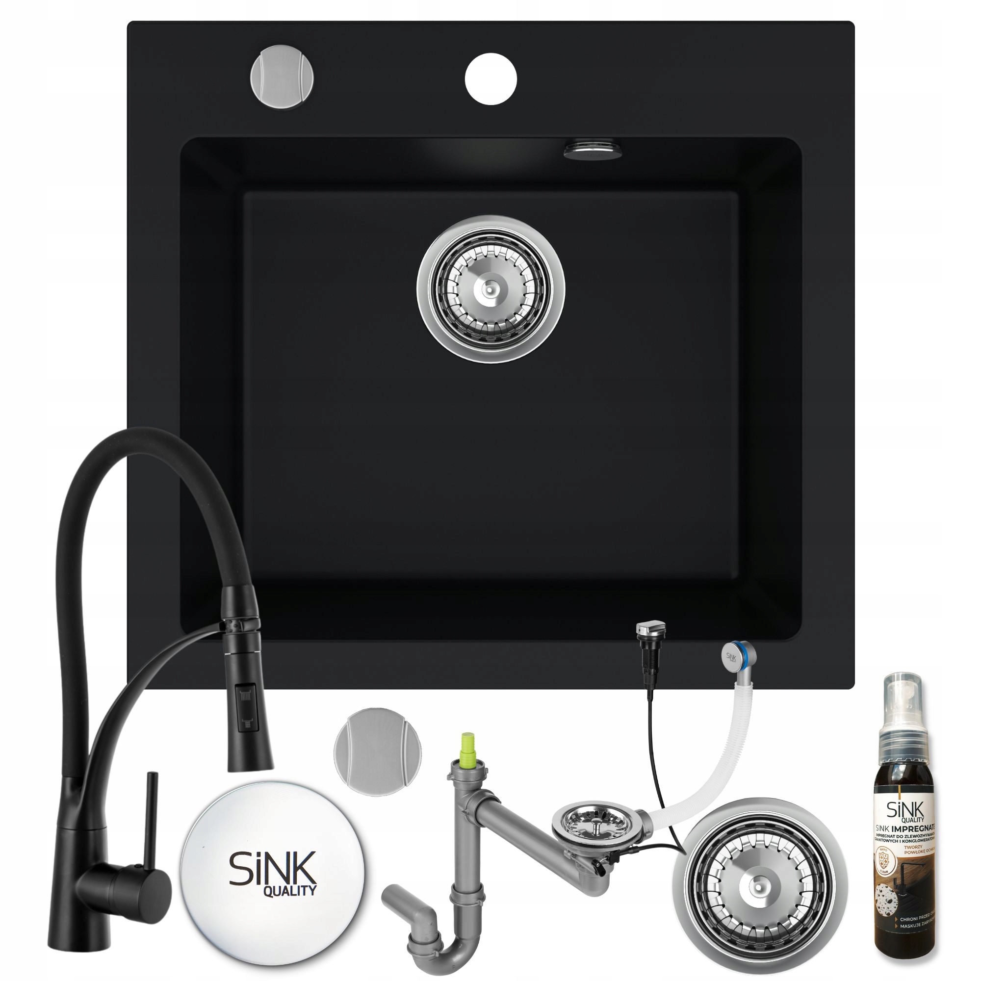 

Zlewozmywak granitowy Jednokomorowy +bateria+syfon