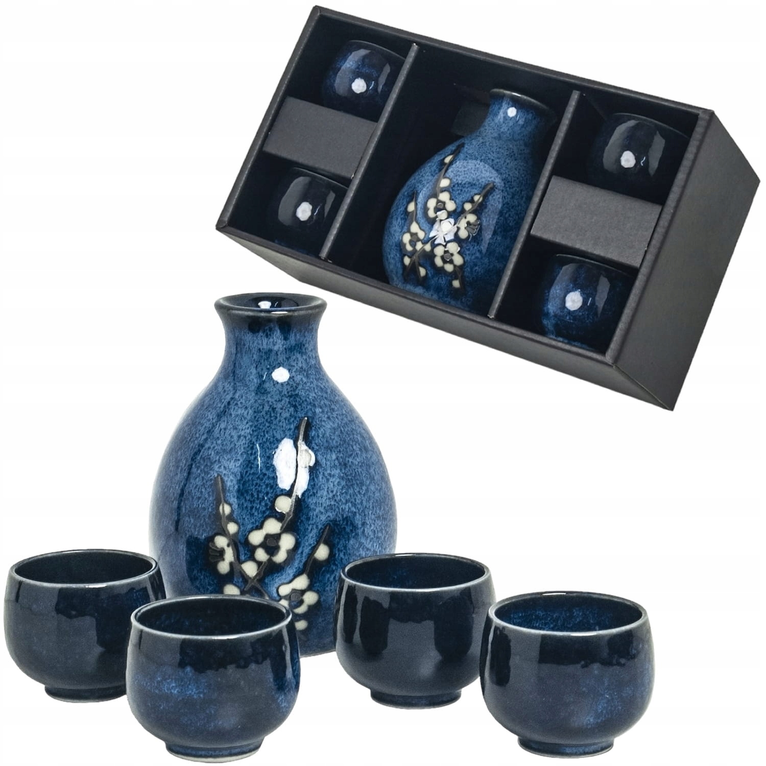 Modrá sada na japonské podávanie Sake Hana Blue 5 prvkov