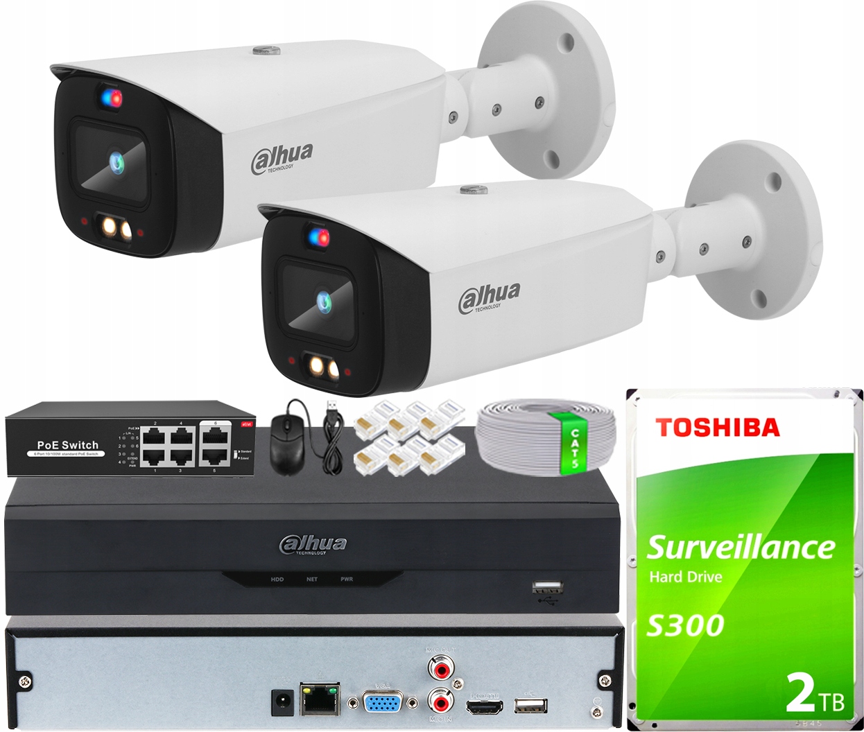 Sada na monitorovanie Ip 2 kamier Dahua WiZSense 5Mpx PoE Ir/led 30 m Alarm