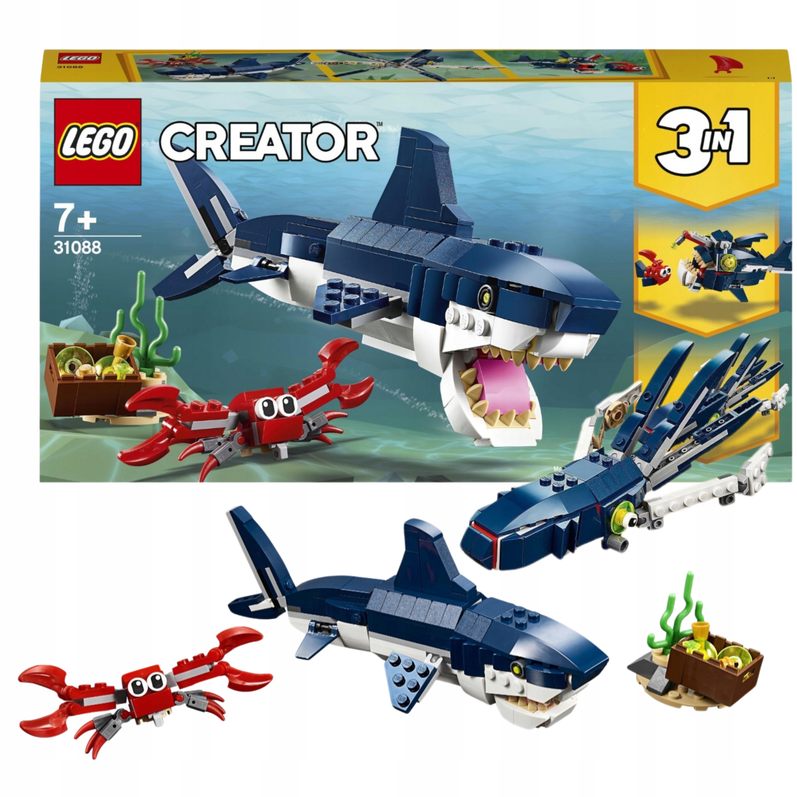 Lego Creator 3W1 Morskie Stworzenia Rekin Kałamarnica Żabnica Zestaw