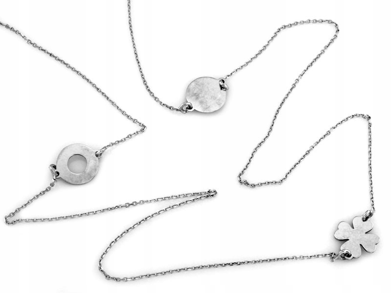 Stříbrný dlouhý náhrdelník 925 celebrita kolečko ring jetel 70 cm dárek