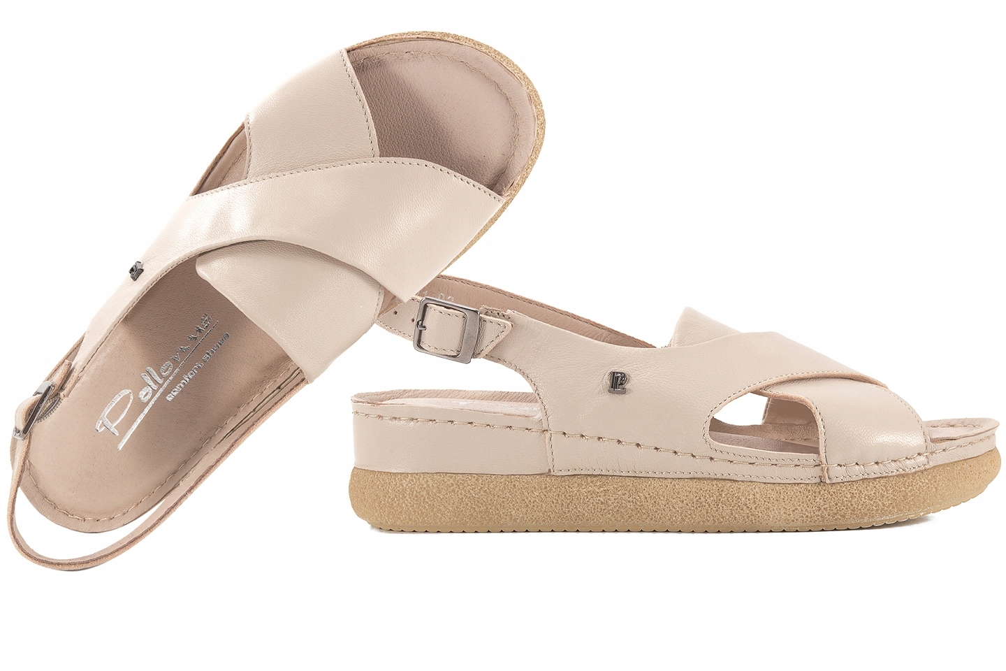 Pollonus 1621 Dámské Sandály Komfort Koturn Pu béžové