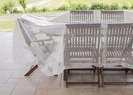 PLANDEKA WZMOCNIONA WŁÓKNEM SZKLANYM 3x4m PRZEZROCZYSTA 100g Szerokość 4 m