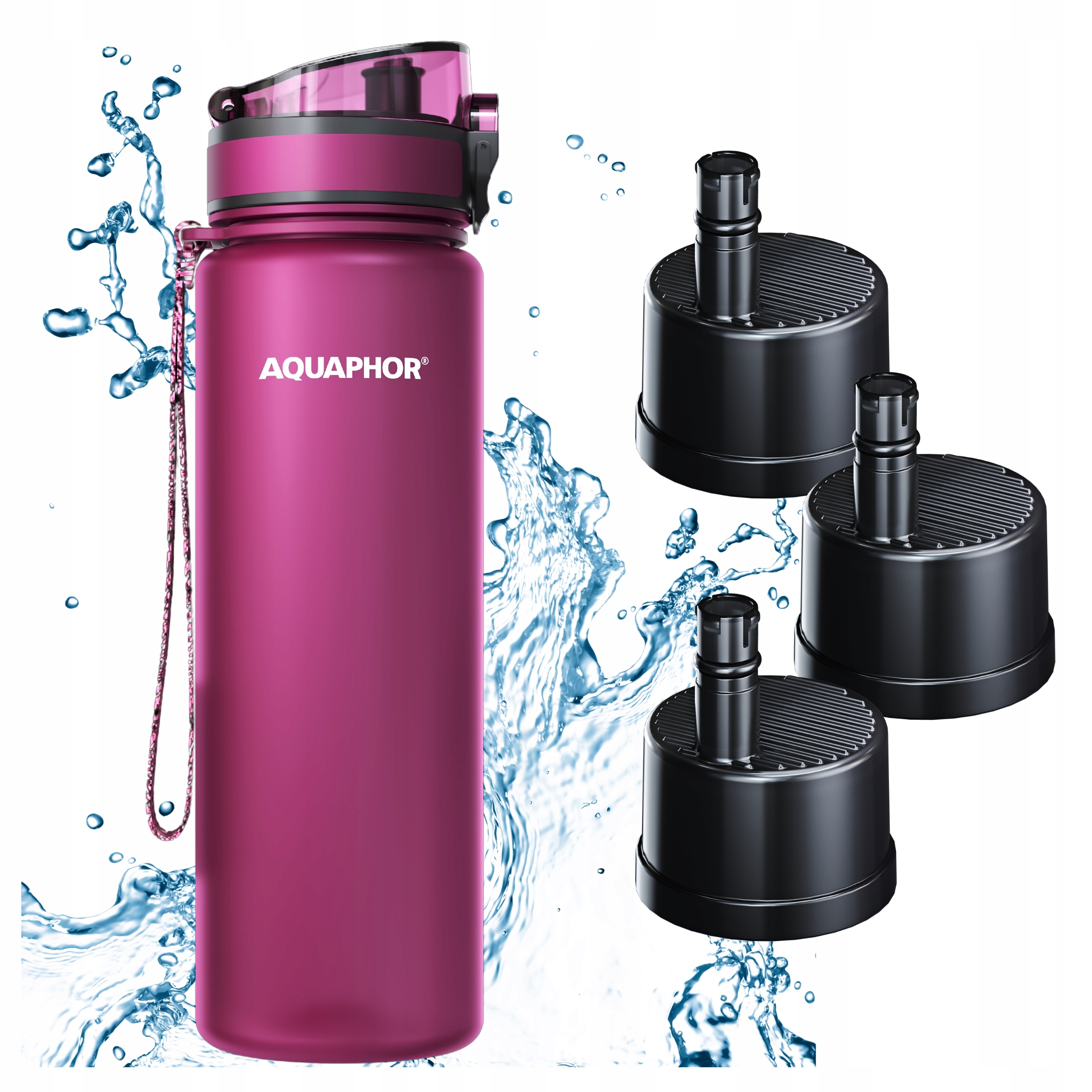 Filtrační láhev Filtr Lahev Na Pití Aquaphor City 800 ml Bordó Sada 3 náplní