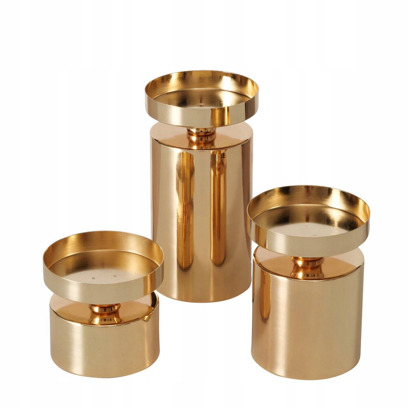 Kovový Svícen Zlatý Set Svícnů Na Silné Svíčky 3 ks Ø 7, 5 cm
