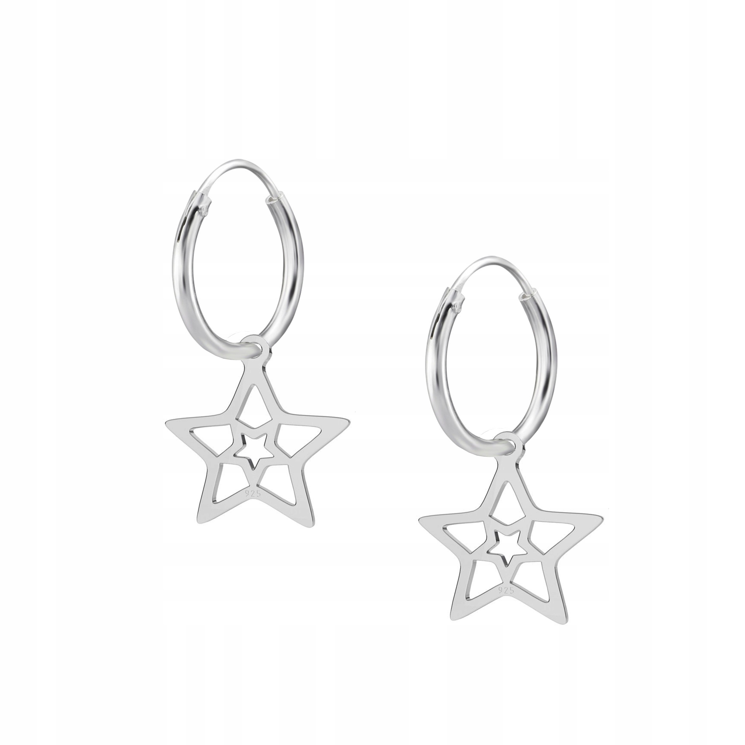 

Kolczyki Koła Ażurowe Gwiazdki srebro 925