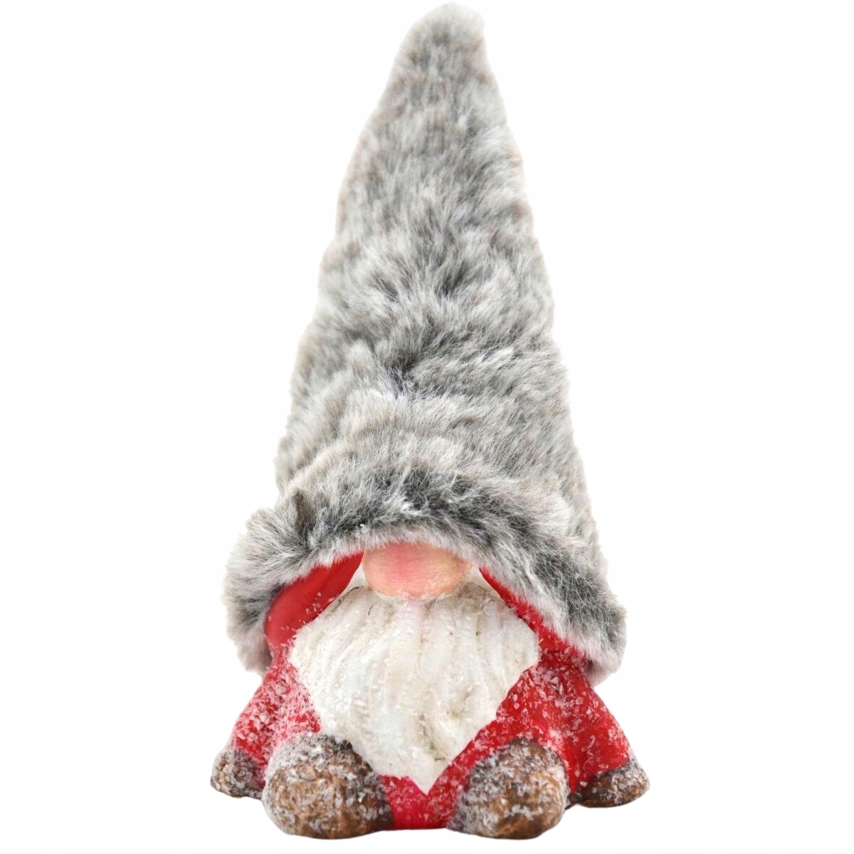 OZDOBA ŚWIĄTECZNA FIGURKA SKRZAT Z FUTRZANĄ CZAPKĄ 17CM