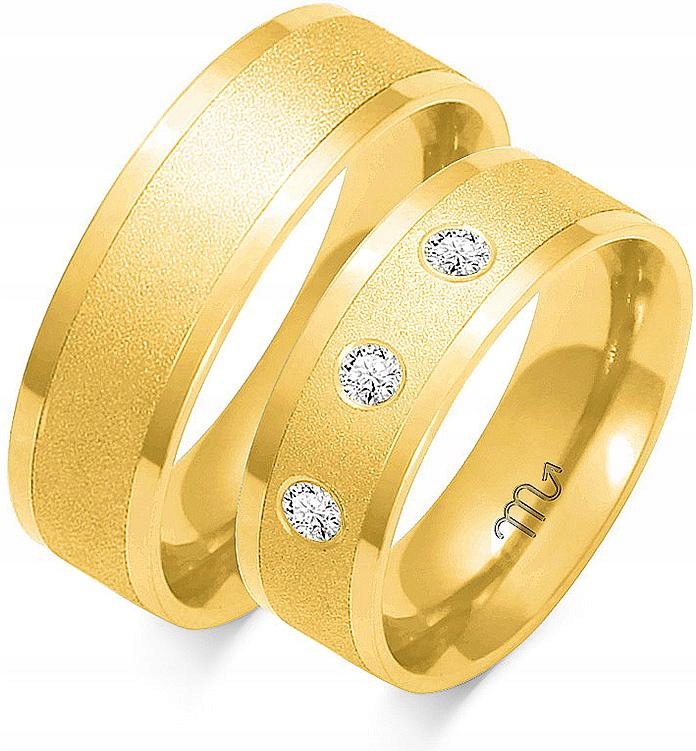 Moderní svatební prsteny ze zlata 585, velikosti 23, 24, 25, elegantní kolekce gravírování