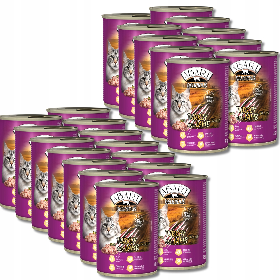 Levně Abart Delicious Sada 24 konzerv pro kočky 415 g Krůta a Jehněčí maso v gal.