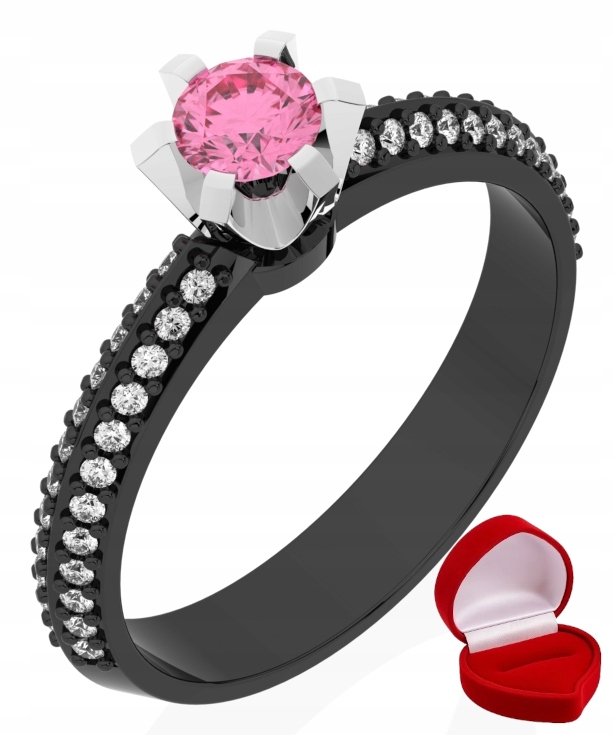 Zlatý Prstýnek 585 14k Safír 0,24 ct Černé Zlato R19