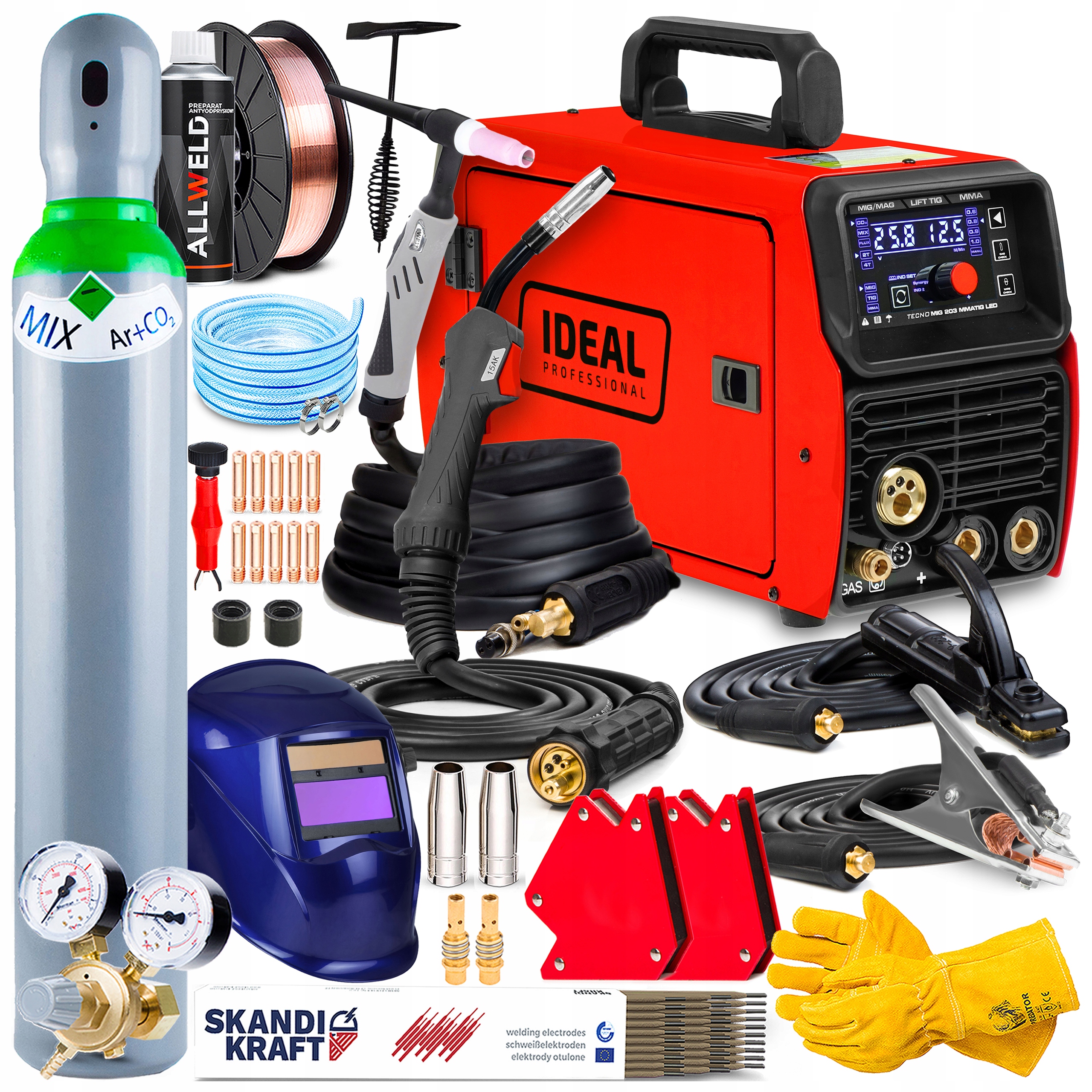 Svařovací Stroj Migomat Ideal Tecno Mig 203 Led Synergie Mma Tig 200A 4T Hliník