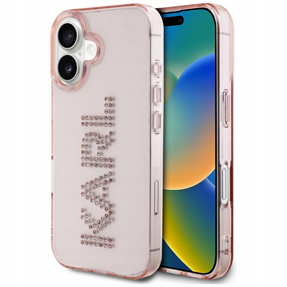Etui Karl Lagerfeld IML Rhinestones Logo na iPhone 16 różowe Karl