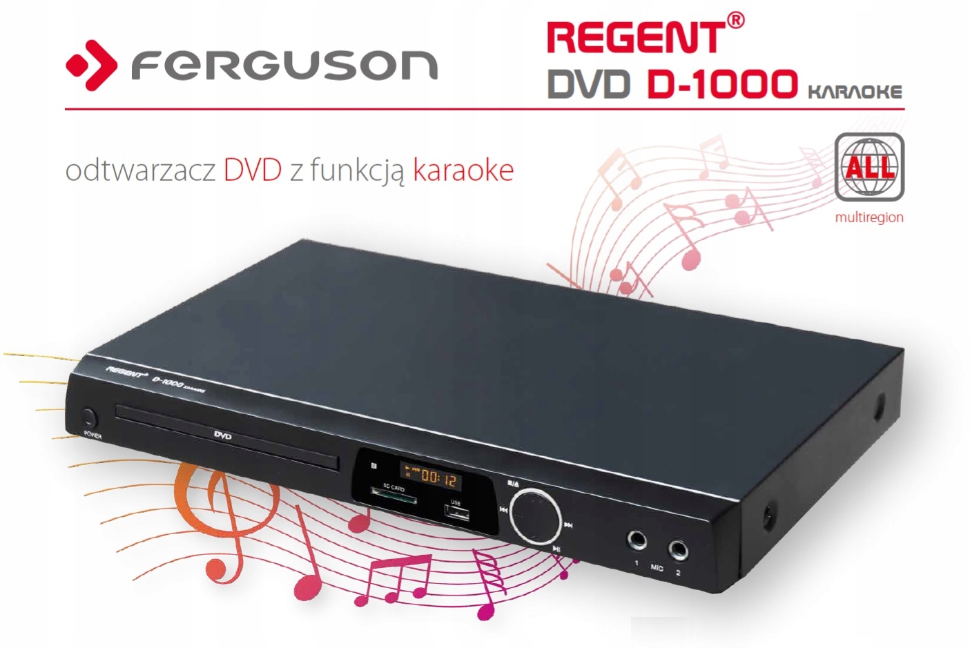 REGENT D-1000 DVD player, Karaoke function, USB