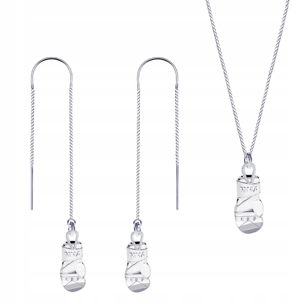 Stříbrný komplet šperků Pancířová rukavice Mma Rukavice 3D Stříbro 925