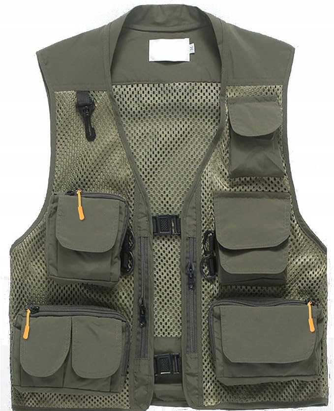 Kamizelka Męska Taktyczna Wędkarska XXL – Wielokieszeniowa, Oddychająca
