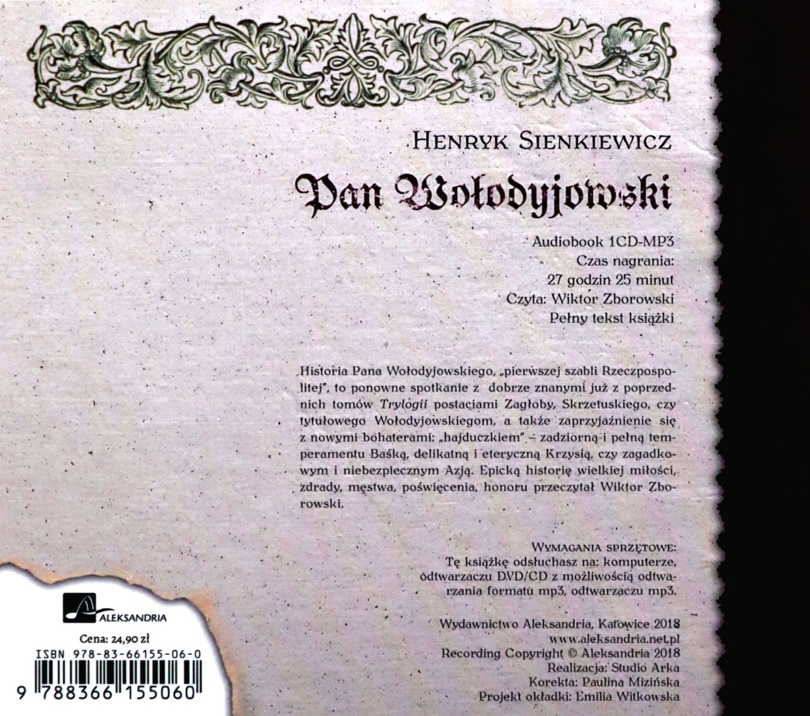 PAN WOŁODYJOWSKI - HENRYK SIENKIEWICZ [AUDIOBOOK] Stan opakowania oryginalne