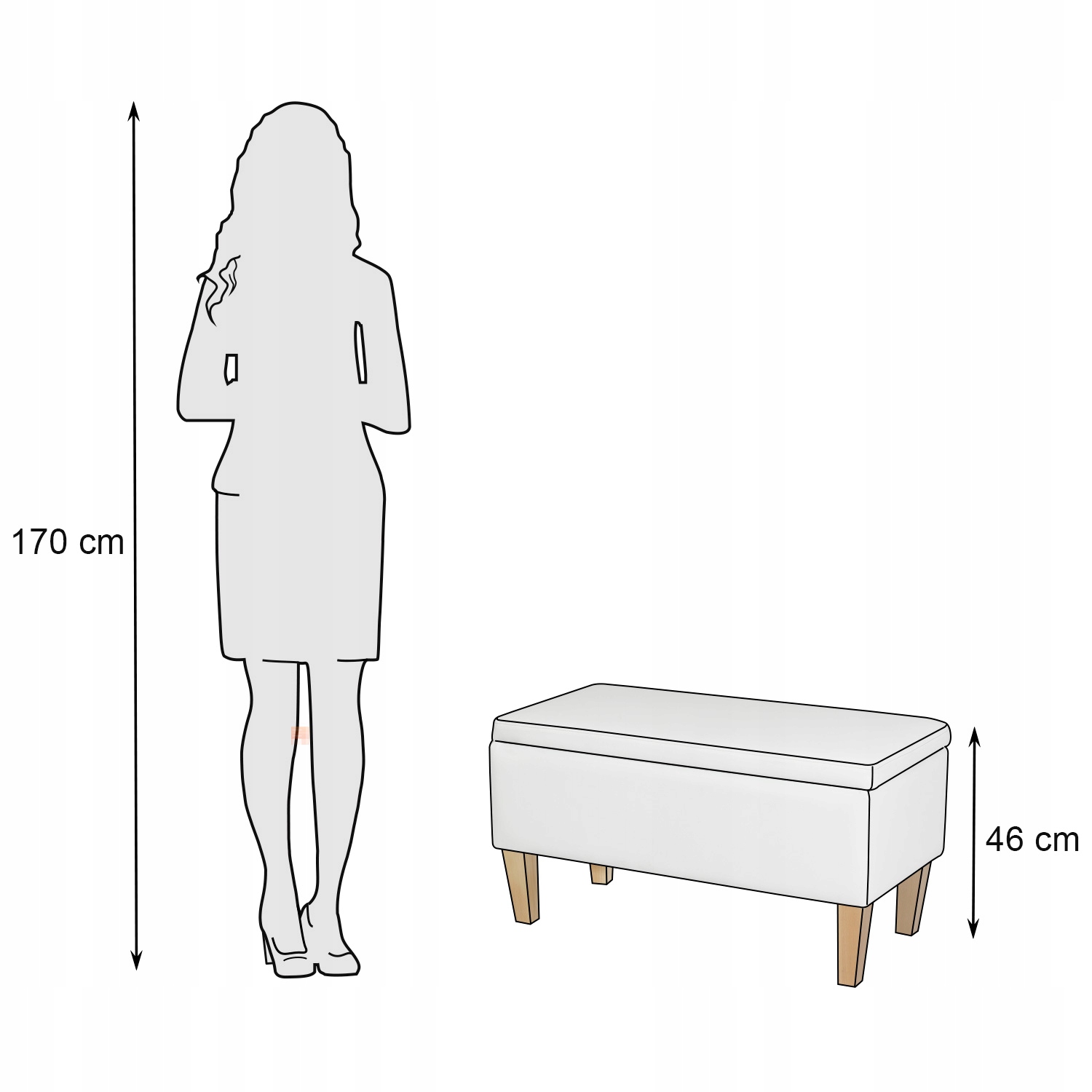 Ławka pufa otwierana skrzynia CARDUCCI NAT – biała Typ tapicerowana
