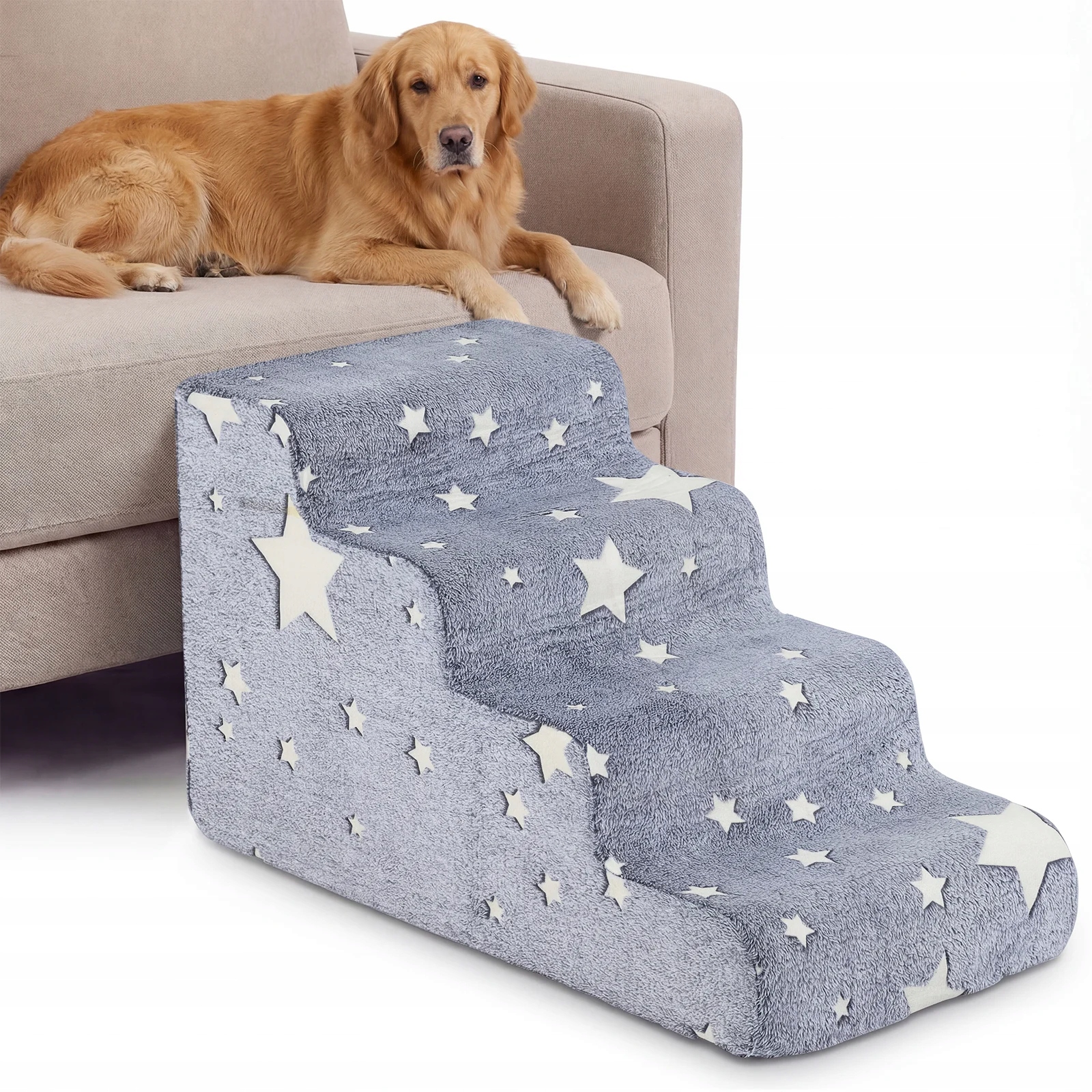 4stupňové pěnové schody pro psa s světýlky