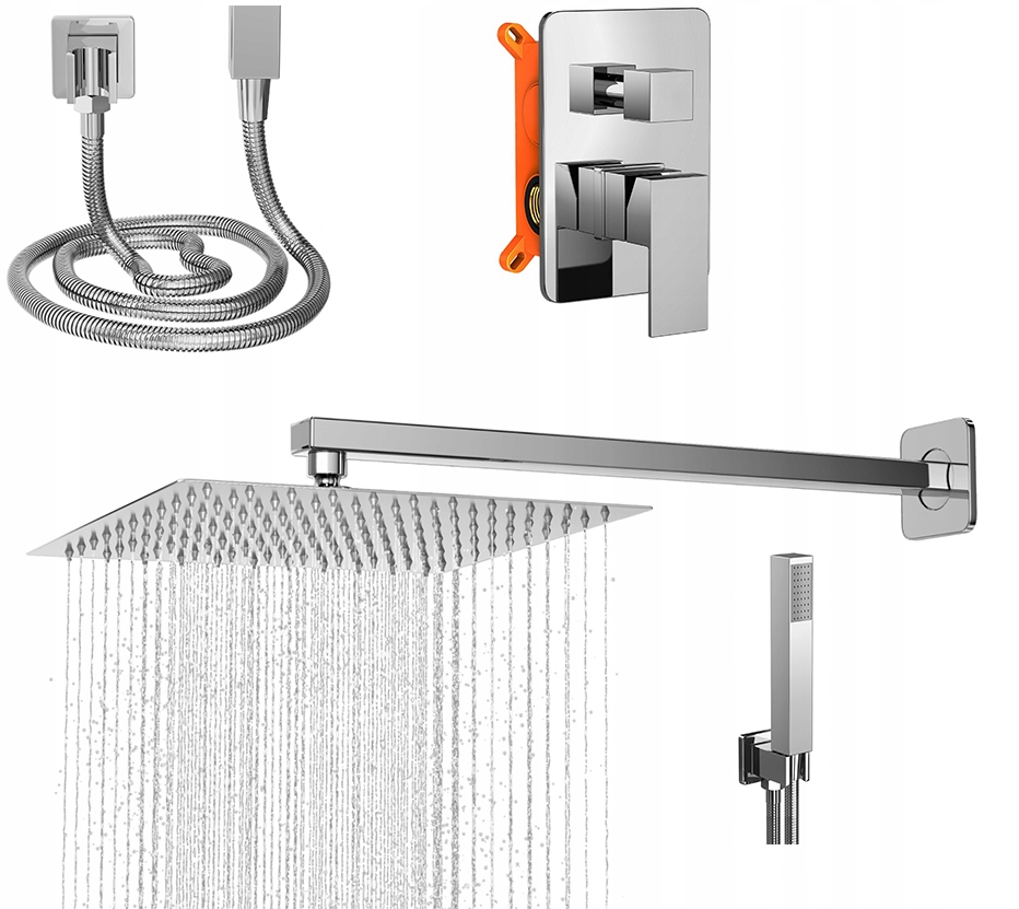 Podomietková Sada Pod Omietku, Sprchová Batéria, Chróm, Dažďová Sprcha Do Kúpeľne