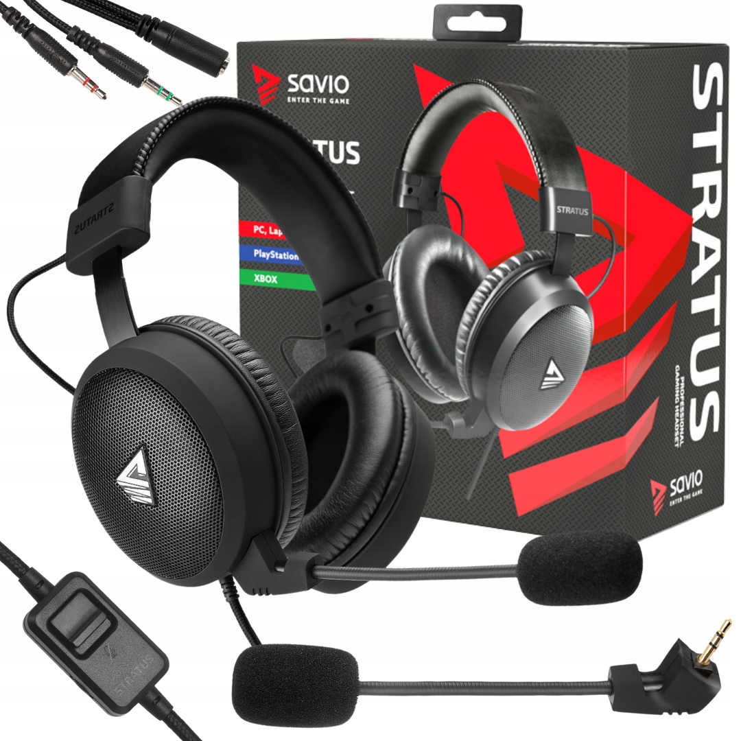 Drátová sluchátka herní s mikrofonem náhlavní Savio Stratus Stereo