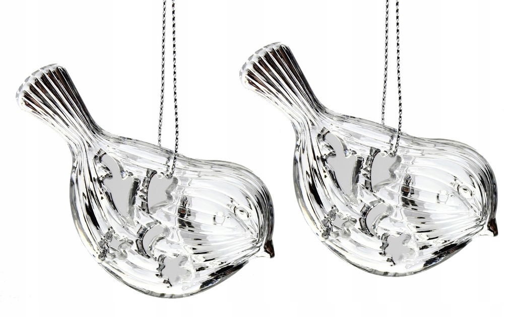 

Kpl. Zawieszka na choinkę 2x Ptaszek srebrny 8cm