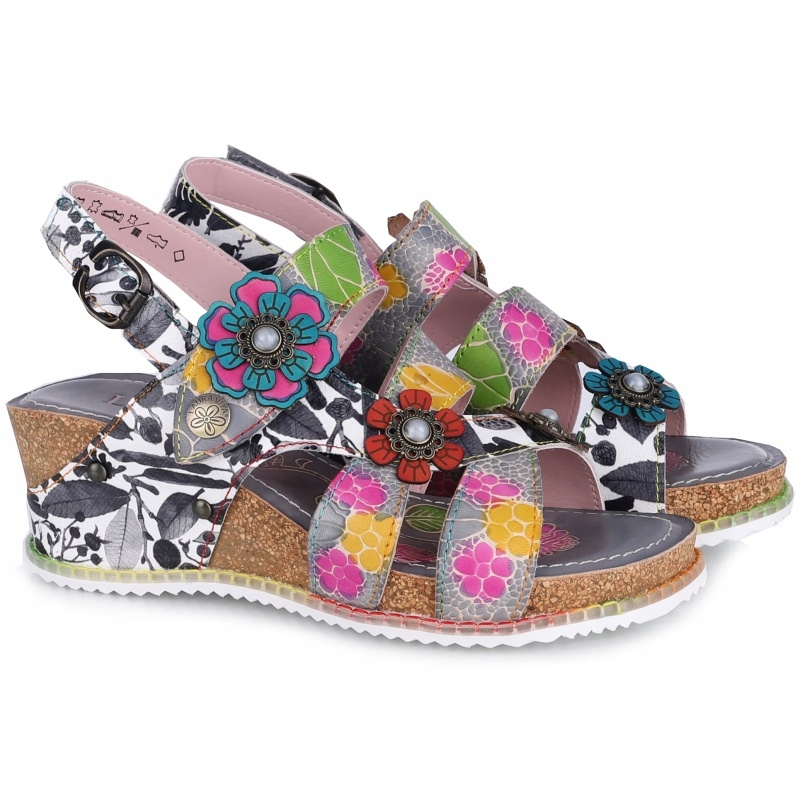 Dámské sandály na klínku Laura Vita Bonito 37 Gris AS313-37 Kůže Vel. 39