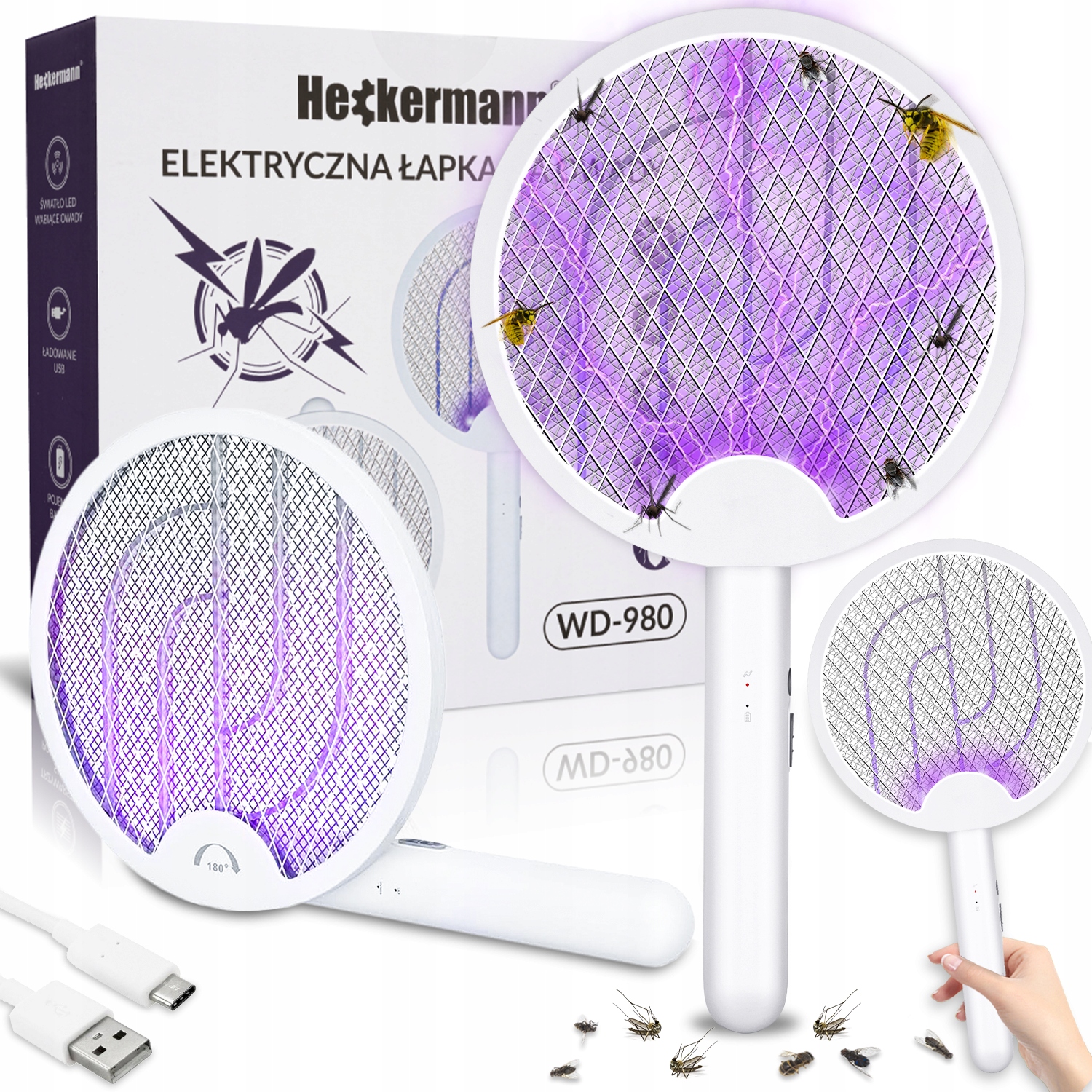 ELEKTRYCZNA ŁAPKA LAMPA NA MUCHY PACKA KOMARY RAŻĄCA PRĄDEM OWADOBÓJCZA