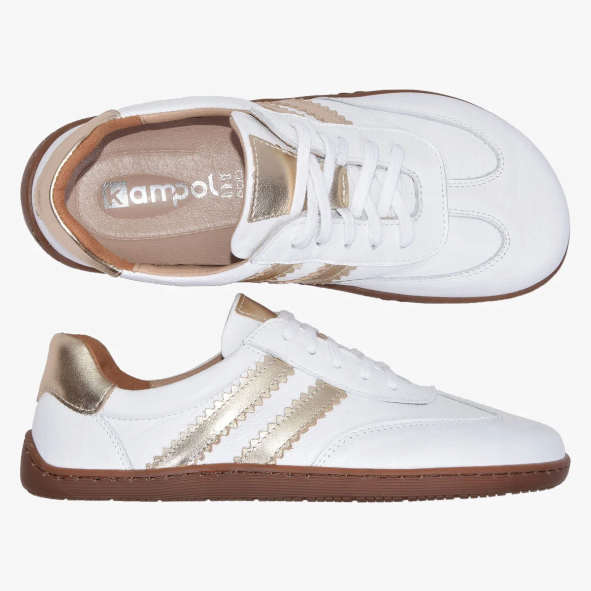 Buty Minimalistyczne Damskie Barefoot Trampki Szerokie Skórzane Białe 40