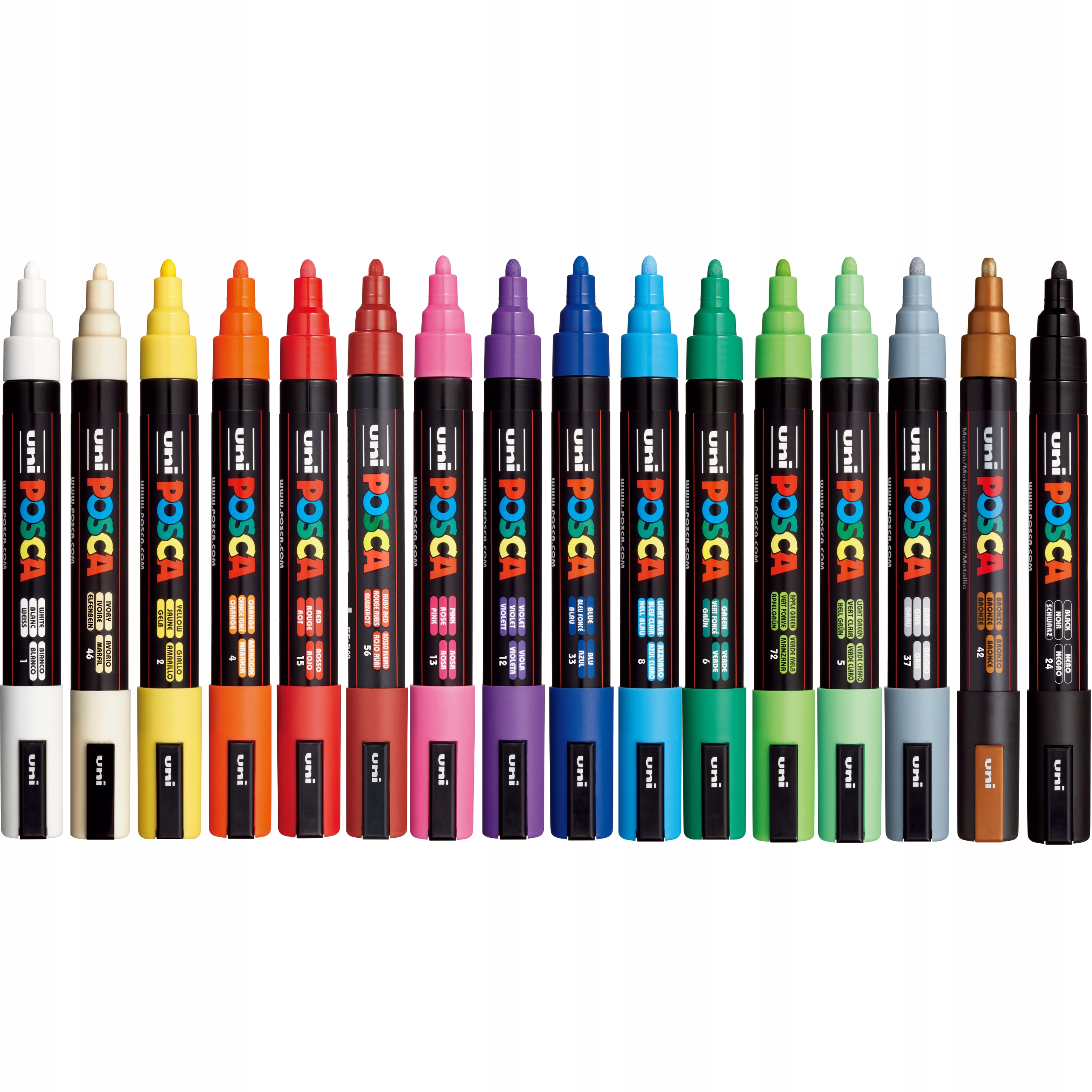 Marker Posca PC-5M z farbą plakatową zestaw 16 szt w pudełkach, pisak mazak
