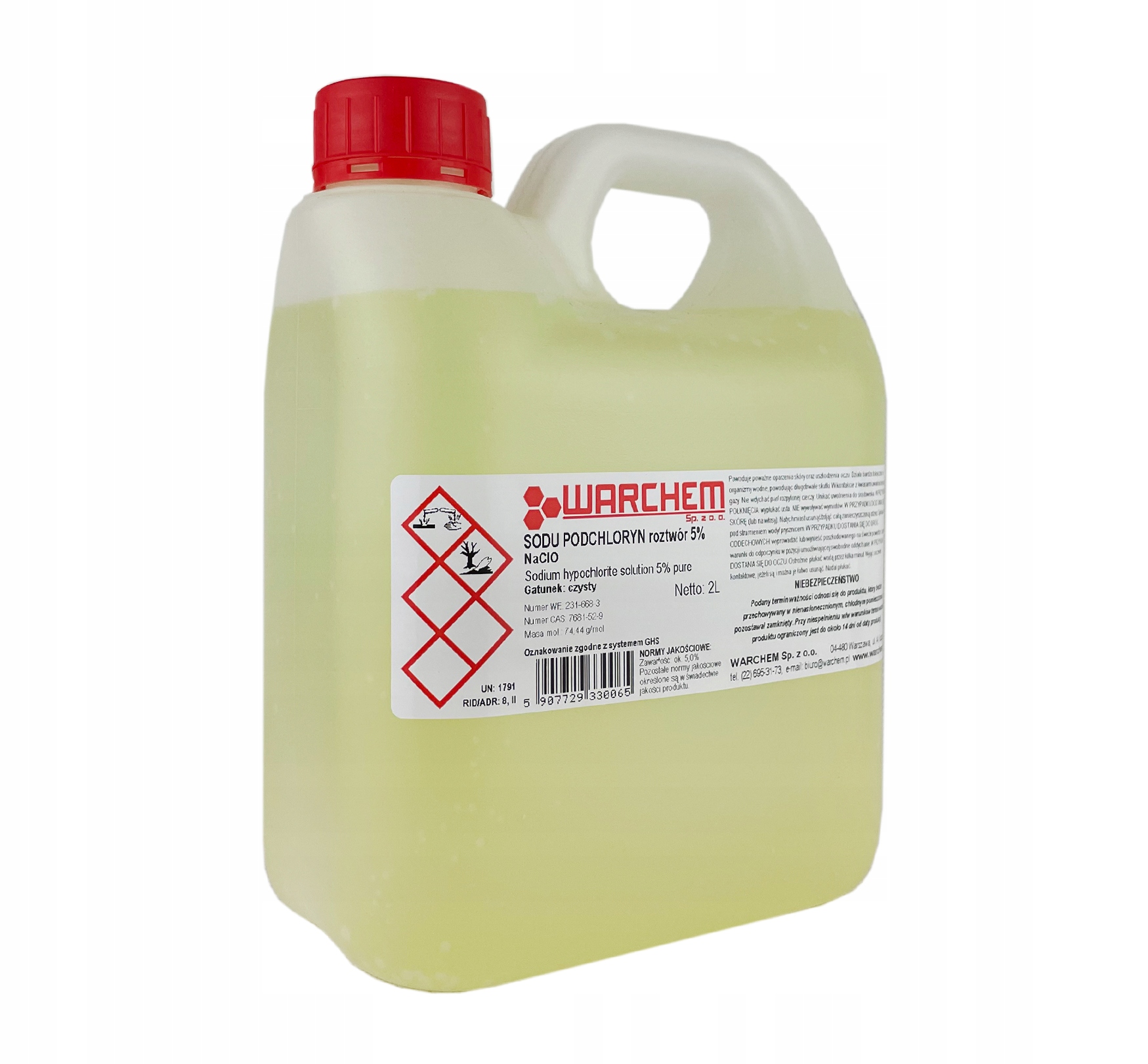 

Podchloryn Sodu roztwór 5% czysty 2L