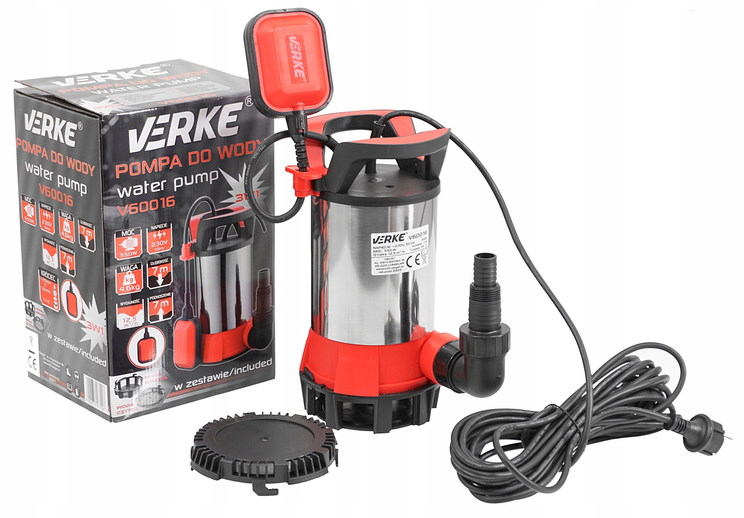 Pompa Do Wody Brudnej Czystej Studni Deszczówki Zanurzeniowa Zatapialna