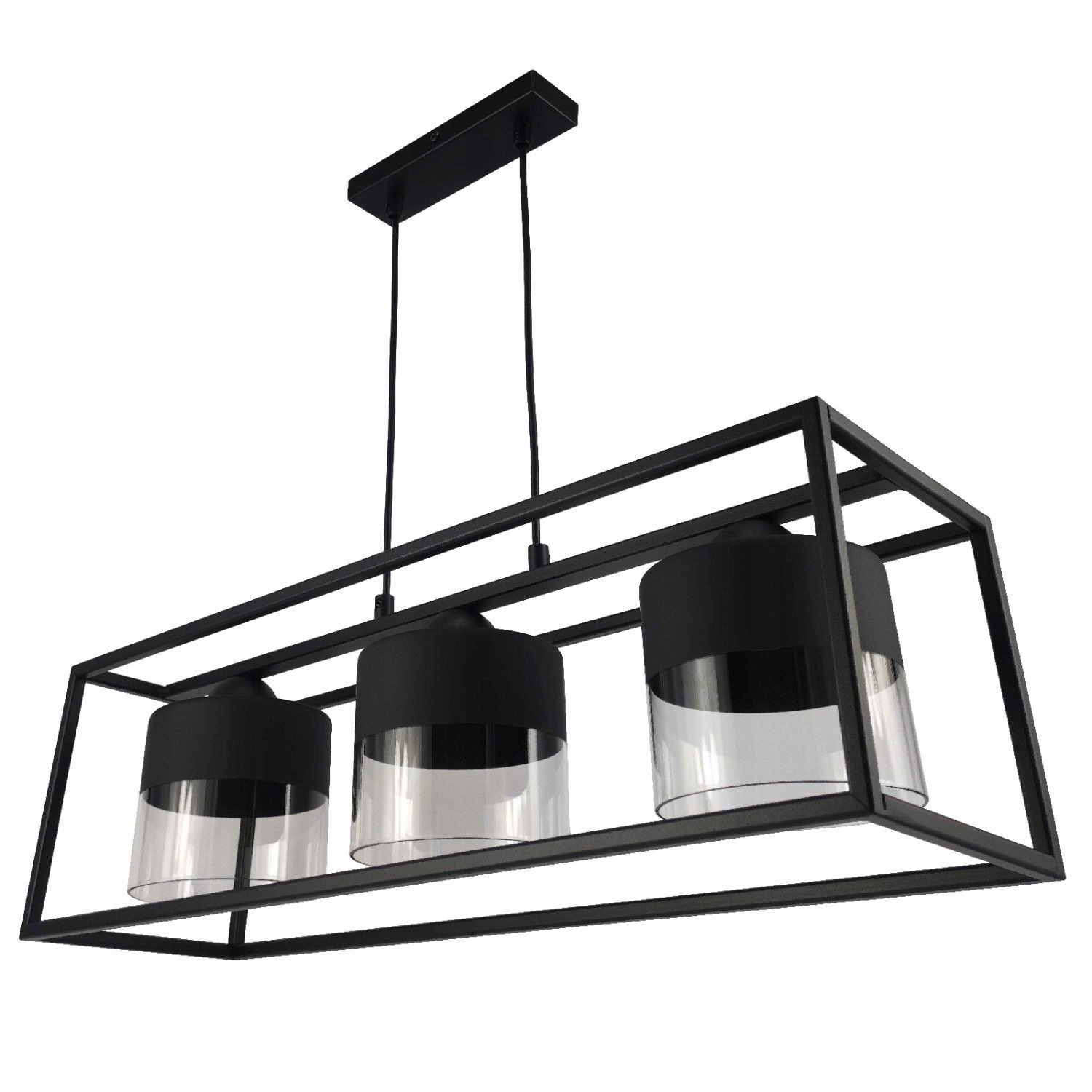 Lampa wisząca sufitowa żyrandol Led Box Black 3 nowoczesna czarna klatka