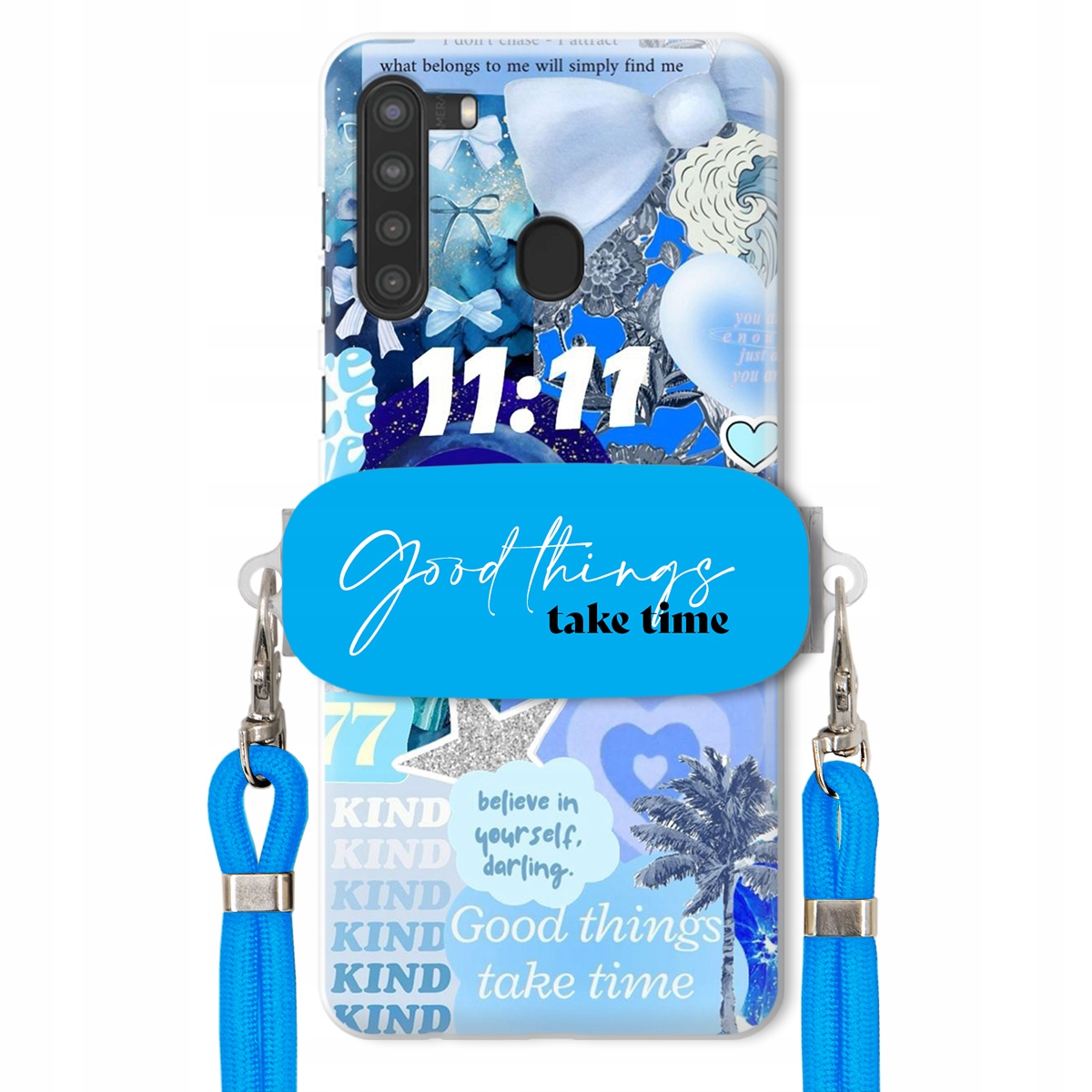 Puzdro pre Samsung A21 Držiak Crossbody vodítko Good Things Take Time Lata