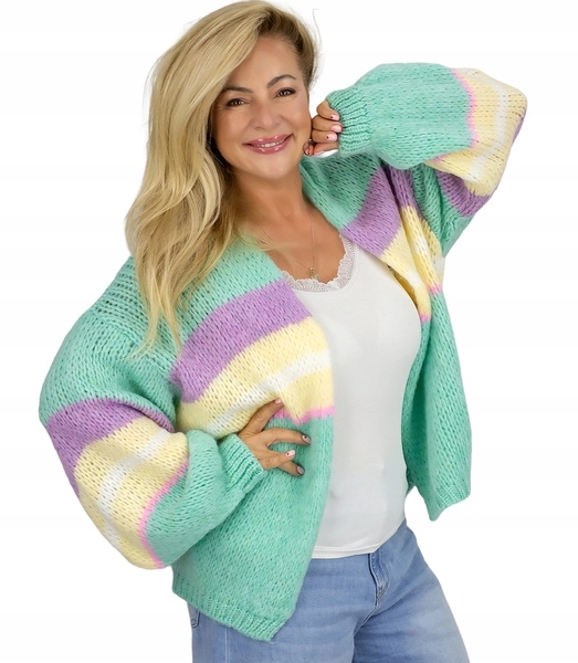 Krátký dámský kardigan bez zapínání Modní Barva A Vzor unisize