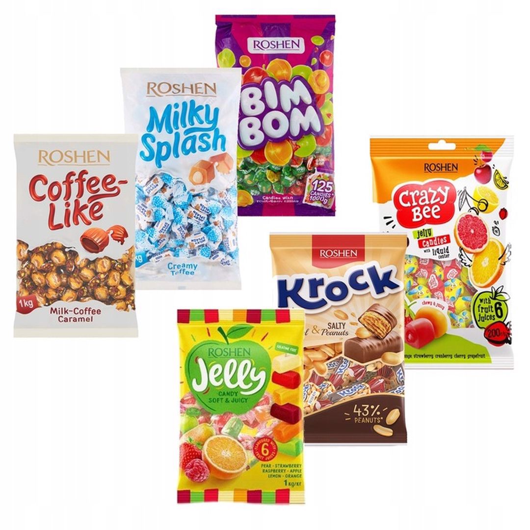 Roshen Cukierki Mix 6 smaków 1 kg x 6 sztuk