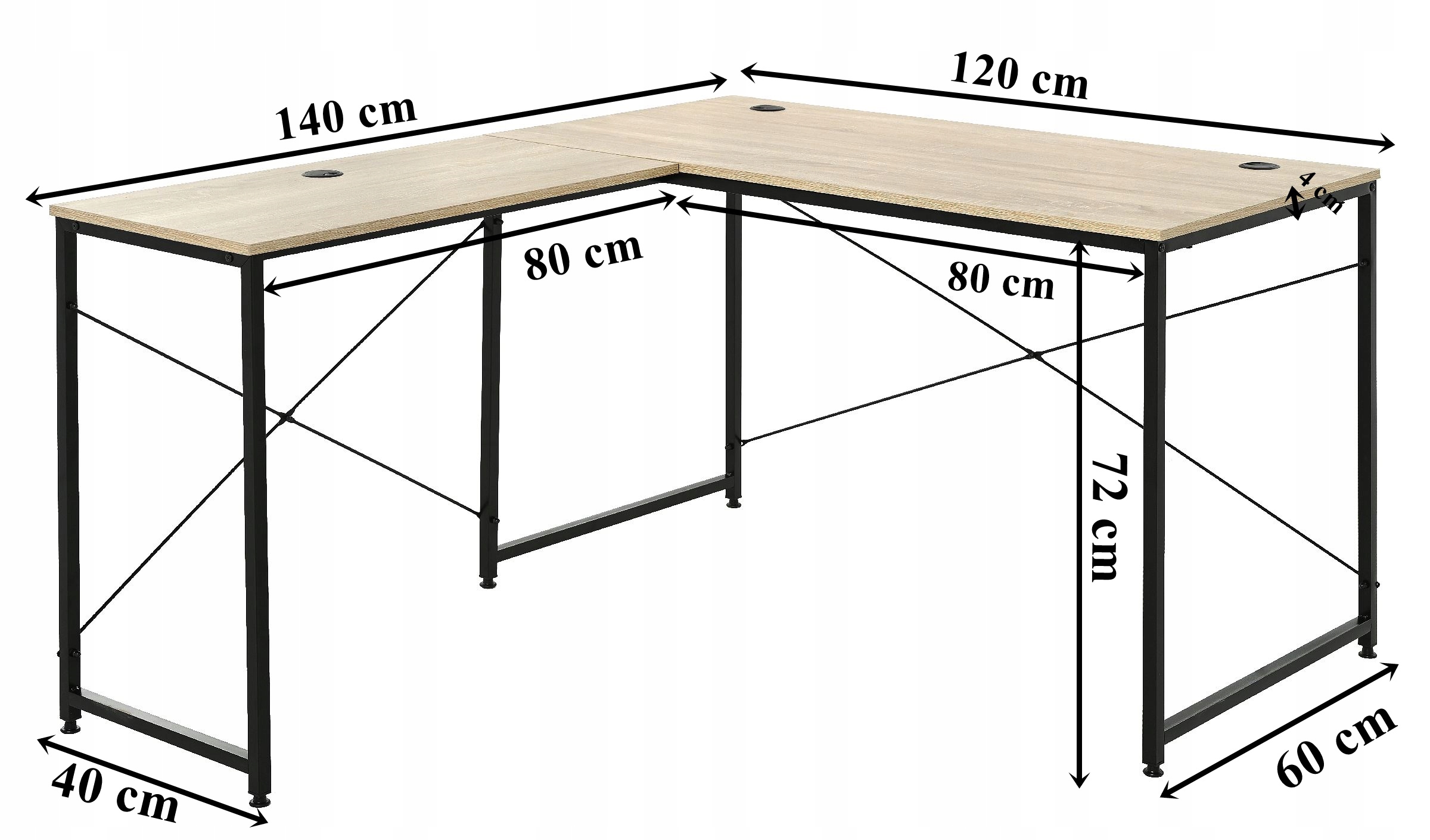 Biurko Loft Narożne Nowoczesne z Blatem Melamina i Czarnym Stelażem EAN (GTIN) 5908221422197