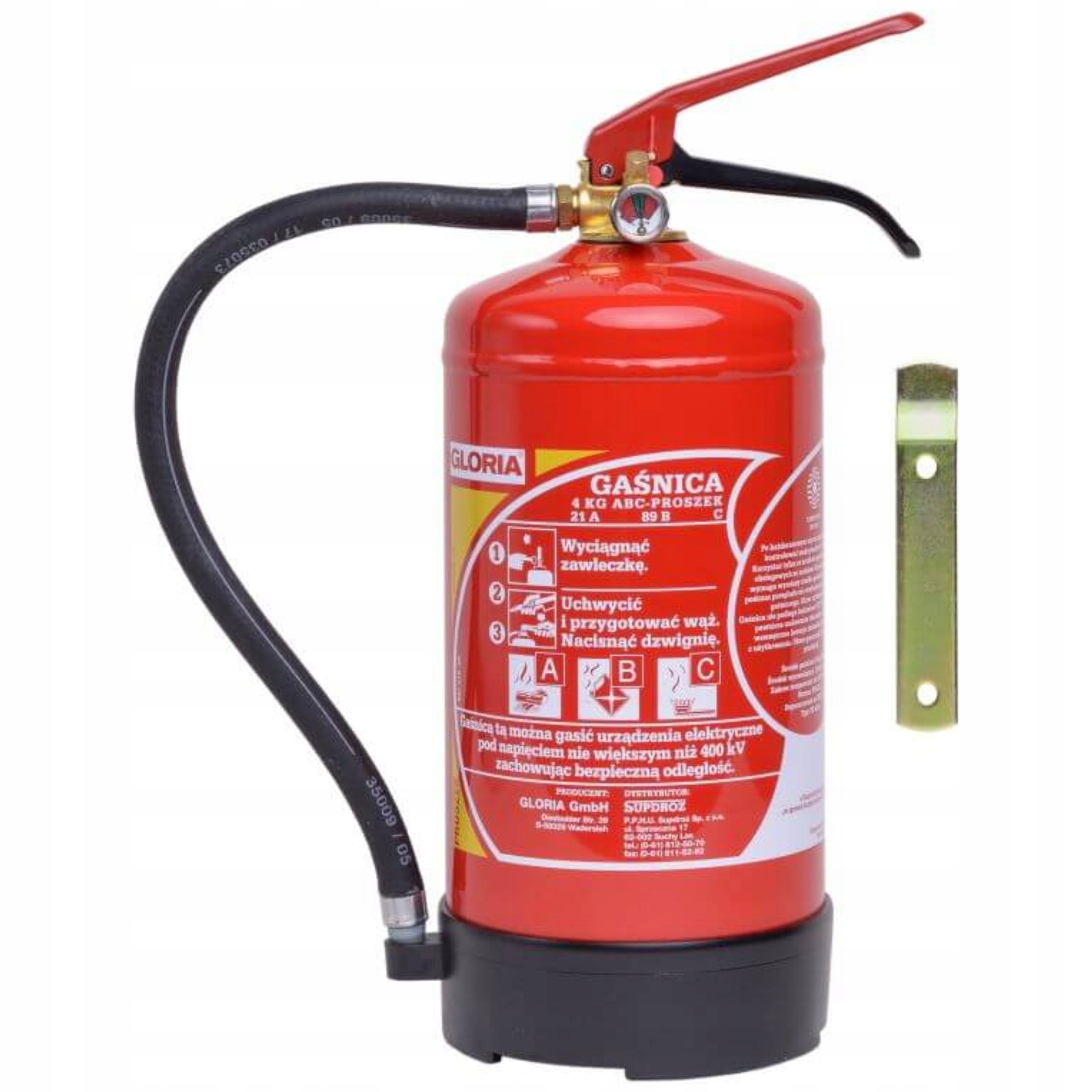 

Gaśnica proszkowa domowa Gloria 4kg Abc/e EN3