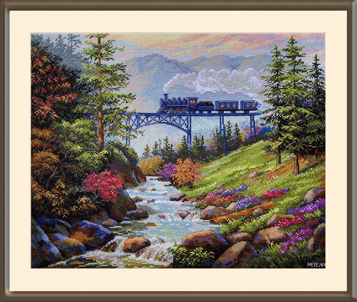 Sada pro křížkovou výšivku Merejka K-205 "Horská dráha" 38.5 x 31 cm