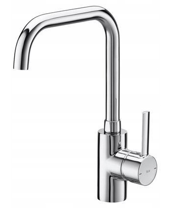 Stojanková kuchynská batéria Roca Targa s pohyblivým vysokým výtokom, chróm