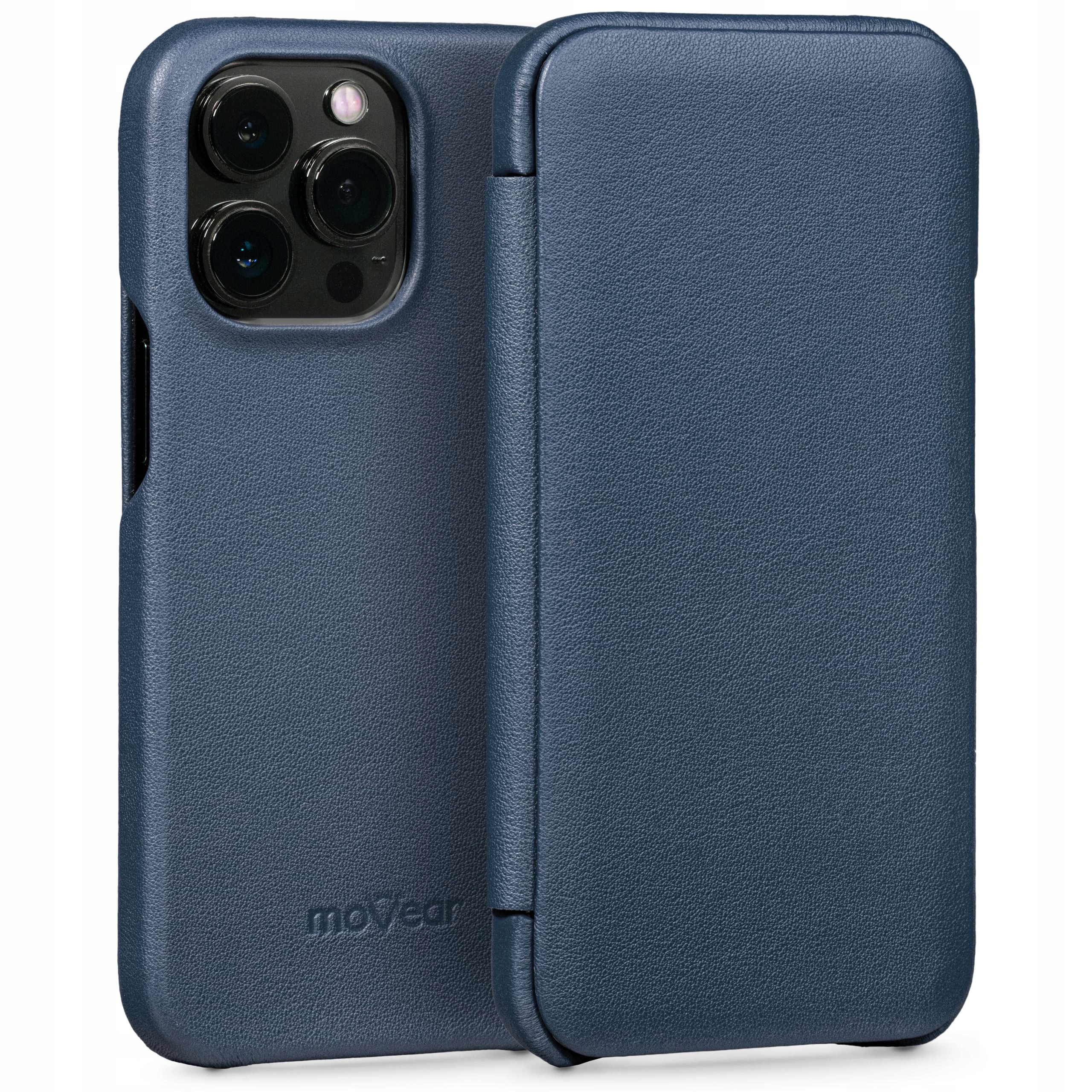 Pouzdro kožené na iPhone 13 Pro Obal slim case tmavě modré Movear