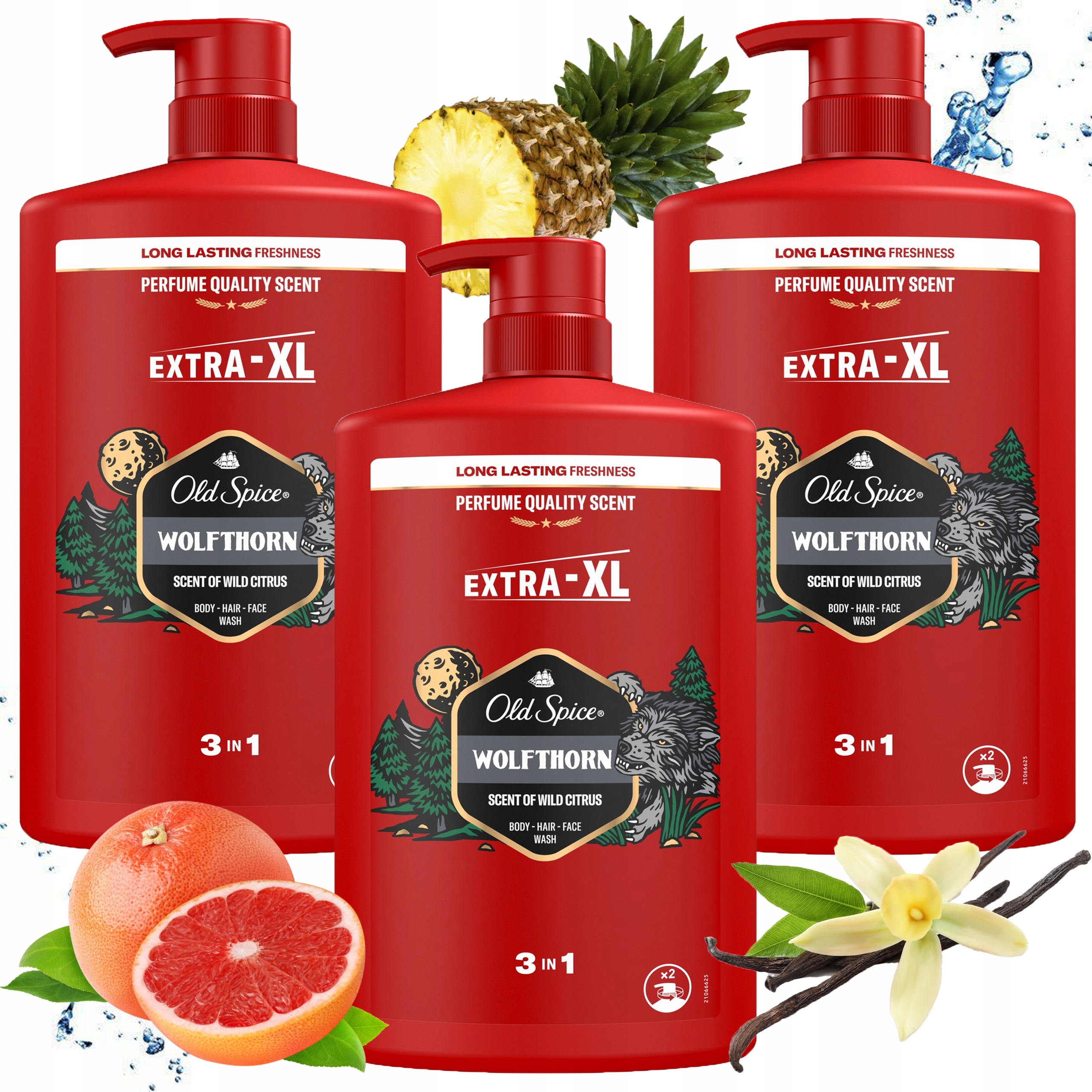 Old Spice Pánský Sprchový gel Wolfthorn 3 x 1L 3v1 Vlasy Obličej Tělo