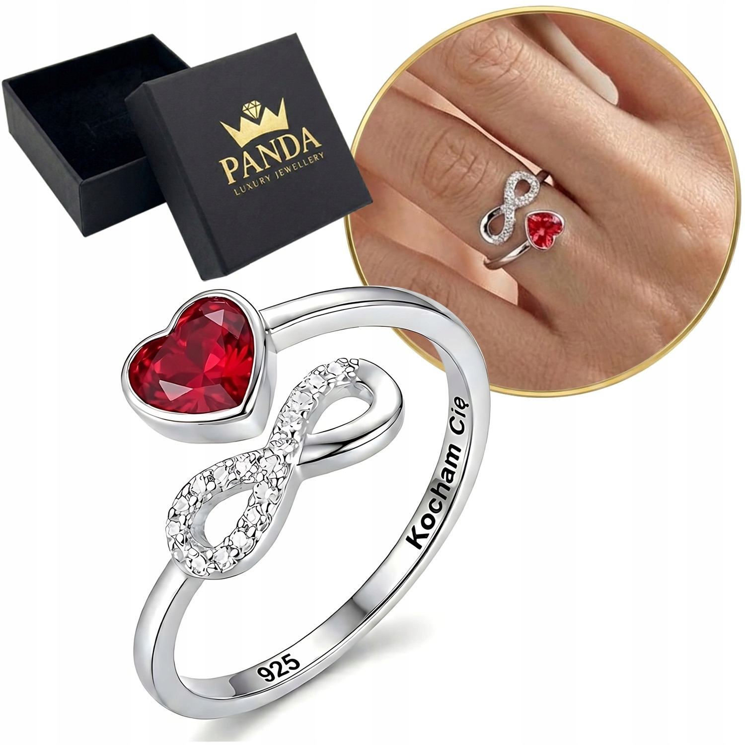 Stříbrný Prstýnek Srdce nekonečna 925 Gravírování „Miluji tě“ pro manželku