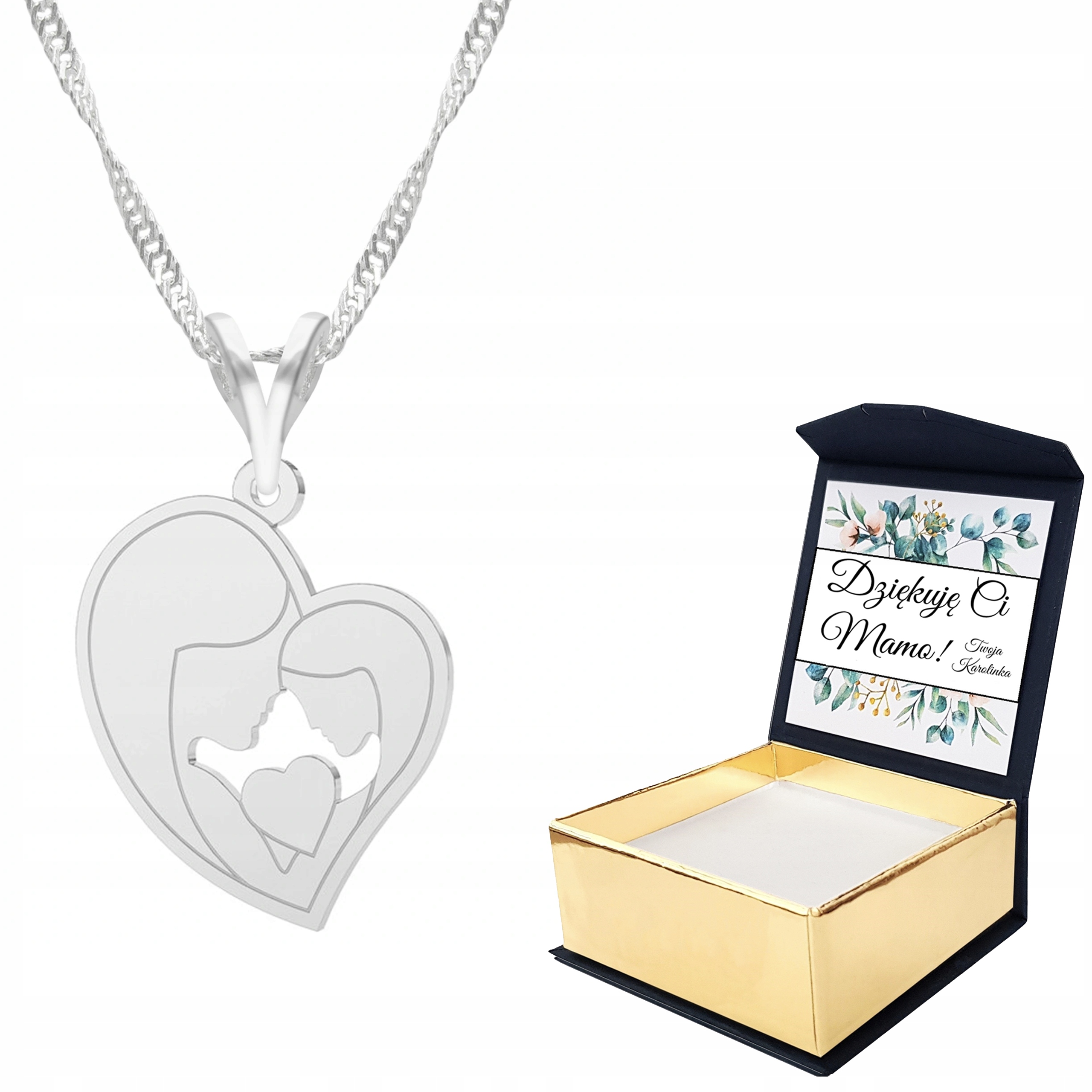 Stříbrný náhrdelník 925 Matka a dcera Vlastní Potisk