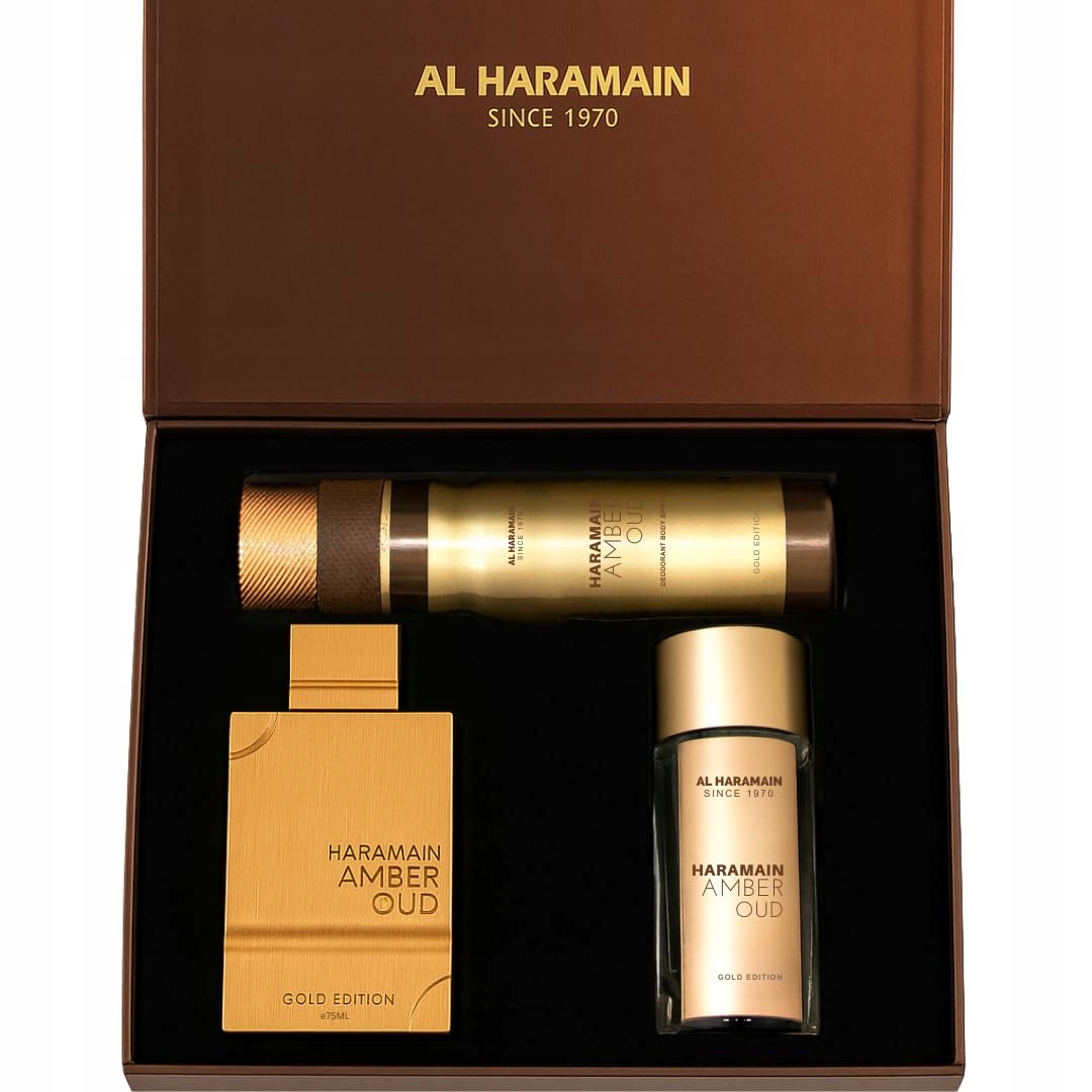 Set Al Haramain Amber Oud Gold Edition Edp 75 ml 30 ml Edp 250 ml mist