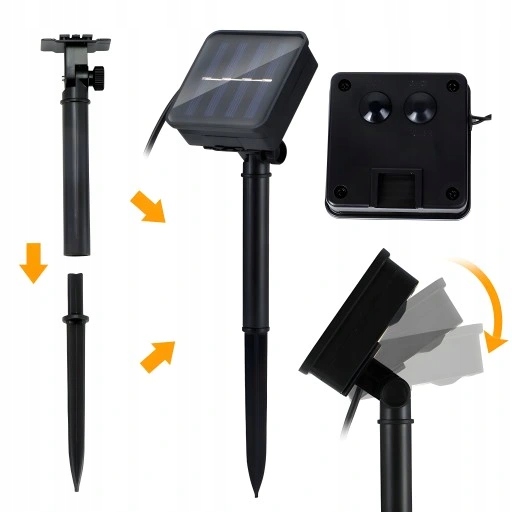 GIRLANDA SOLARNA OGRODOWA DŁUGA LAMPKI WYDAJNE ŻÓŁTE WODOODPORNE Długość 600 cm