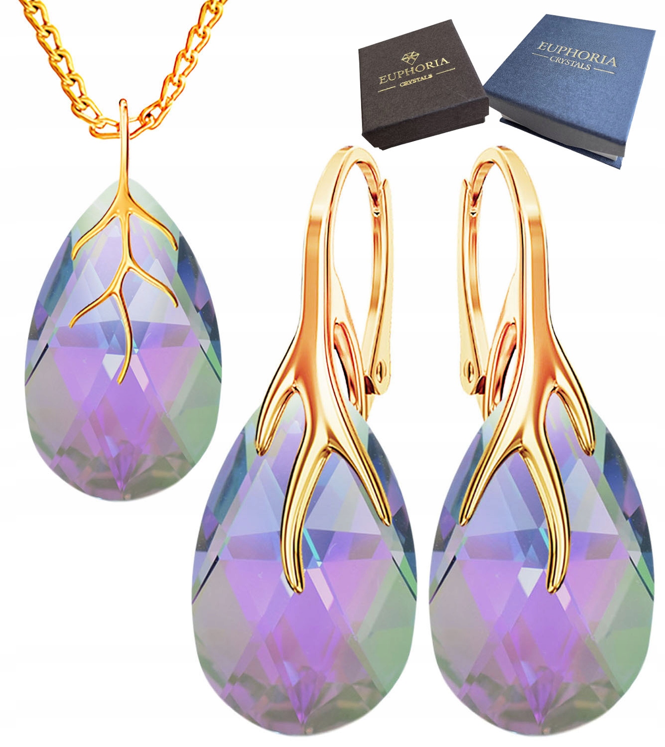 Sada šperků Zlaté Stříbro 925 Přívěsek Přívěsek Náušnice Pozlacený