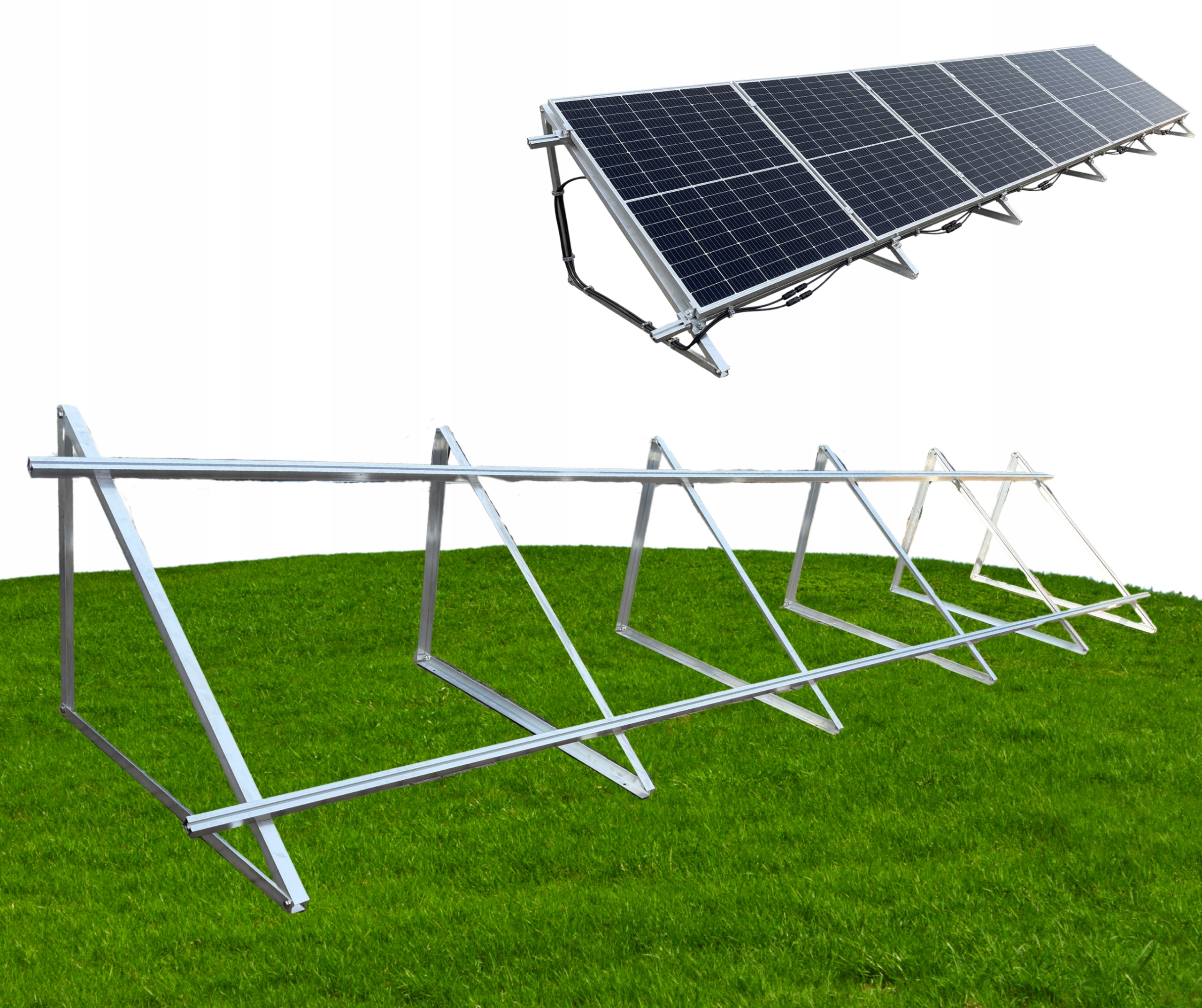 Zestaw Montażowy 6 Moduły Pionowo Na Trójkątach 15 stopni , ekierki komplet