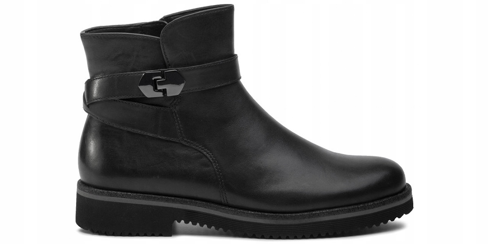 GABOR Botki damskie czarne skórzane na zamek 35